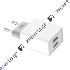 USB Φορτιστής λευκός XO L65EU 2.4A με 2 θύρες