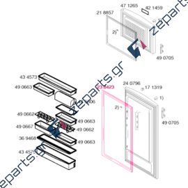 Λάστιχο πόρτας συντήρισης ψυγείου 67x114,5cm SIEMENS / PITSOS / BOSCH Original 00238423, 238423, 00242330, 242330