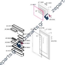 Λάστιχο πόρτας κατάψυξης ψυγείου SIEMENS / PITSOS / BOSCH Original 00218857, 218857, 00474027, 474027