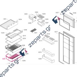 Φρουτολεκάνη ψυγείου κάτω SIEMENS / PITSOS / BOSCH Original 00688744, 00688630