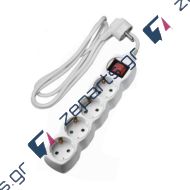 Πολύπριζο 4 θέσεων με διακόπτη 3x1,5mm^2 (3m καλώδιο) Λευκό