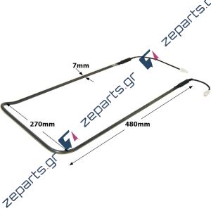 Αντίσταση 550W 230V, 25x48cm απόψυξης ψυγείου WHIRLPOOL 481902188177, 481925928846, 481202188005