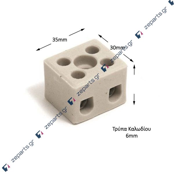 Κλέμενς πορσελάνης διπλή Φ6mm